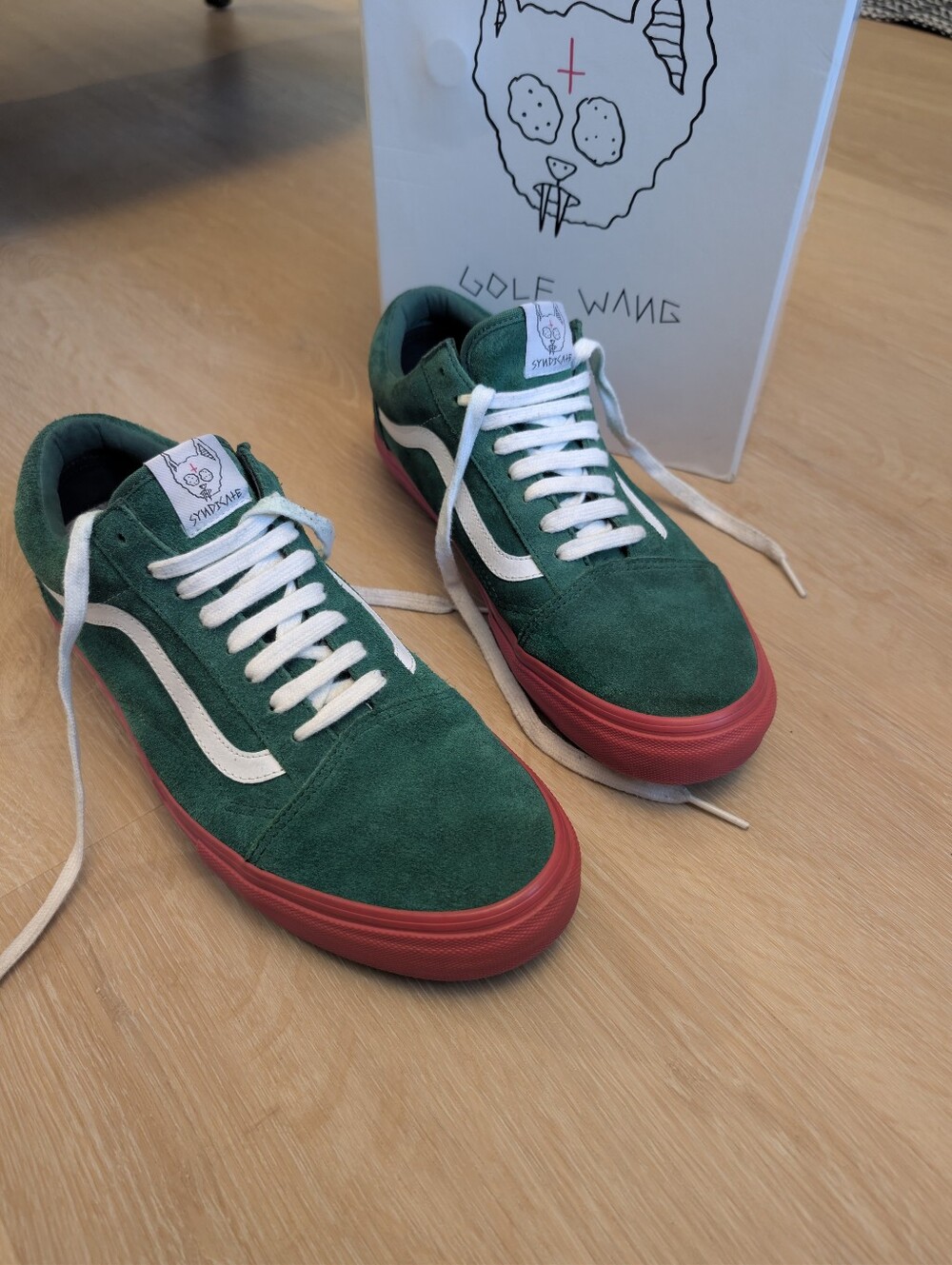 VANS Syndicate Golf Wang Cat Green Pink Low Top Skate Shoes Men's Size 11